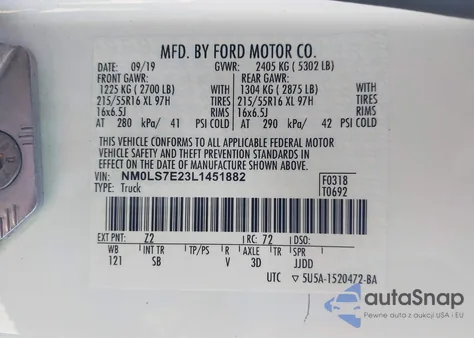 2020 Ford Transit Connect Xl z USA, uszkodzony, nr VIN NM0LS7E23L1451882